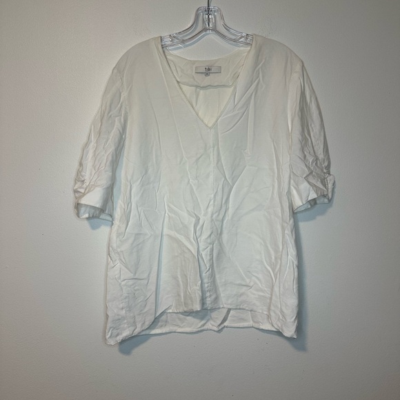 tibi viscose twill V Neck top Sz 8 Classic Minimalist Quite Luxury - Picture 4 of 6